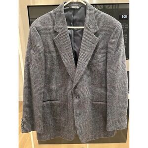 Wool Sport Coat 44 Glen Plaid Gray John Alexander Sleeve 25" Academia